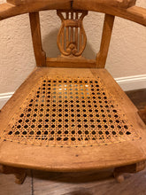 Load image into Gallery viewer, Antique Hand Carved Cane Lyre Petite Chair