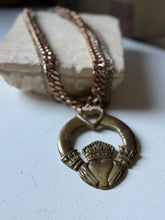 Load image into Gallery viewer, Horse Brass Celtic Claddagh Necklace