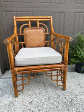 Load image into Gallery viewer, MCM Bamboo & Rattan Chair and Ottoman
