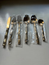 Load image into Gallery viewer, 1960s Thailand Nickle-Bronze Bamboo Flatware Set for 6