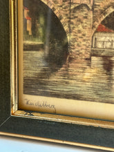Load image into Gallery viewer, Antique Heidelberg Colored Etching on Silk Artwork