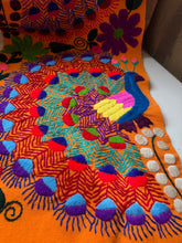 Load image into Gallery viewer, Vintage Chiapas Hand Embroidered Peacock Table Runner