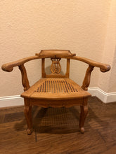 Load image into Gallery viewer, Antique Hand Carved Cane Lyre Petite Chair