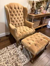 Load image into Gallery viewer, Vintage Tufted Wingback Chair & Ottoman