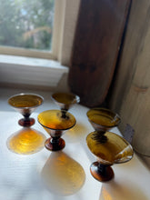 Load image into Gallery viewer, MCM Blown Glass Amber Martini Glass Set
