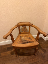 Load image into Gallery viewer, Antique Hand Carved Cane Lyre Petite Chair