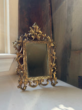 Load image into Gallery viewer, Antique Rococo Style Brass Table Mirror