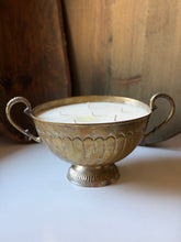 Load image into Gallery viewer, Tarnished Brass Pedestal Bowl Candle