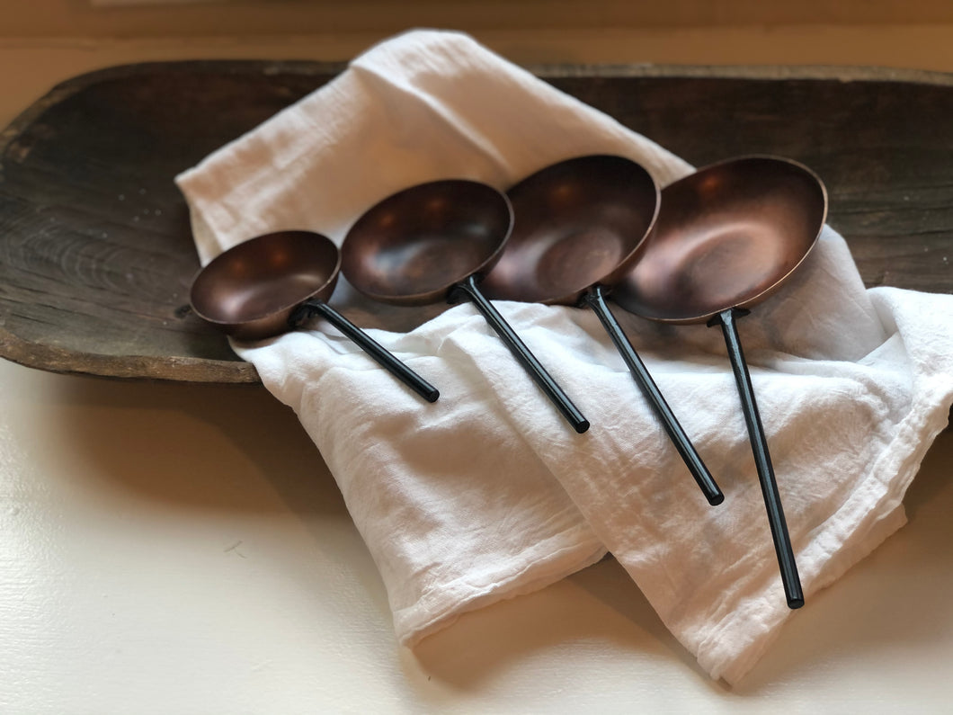 Metal Spoons with Forged Handles and Copper Finish