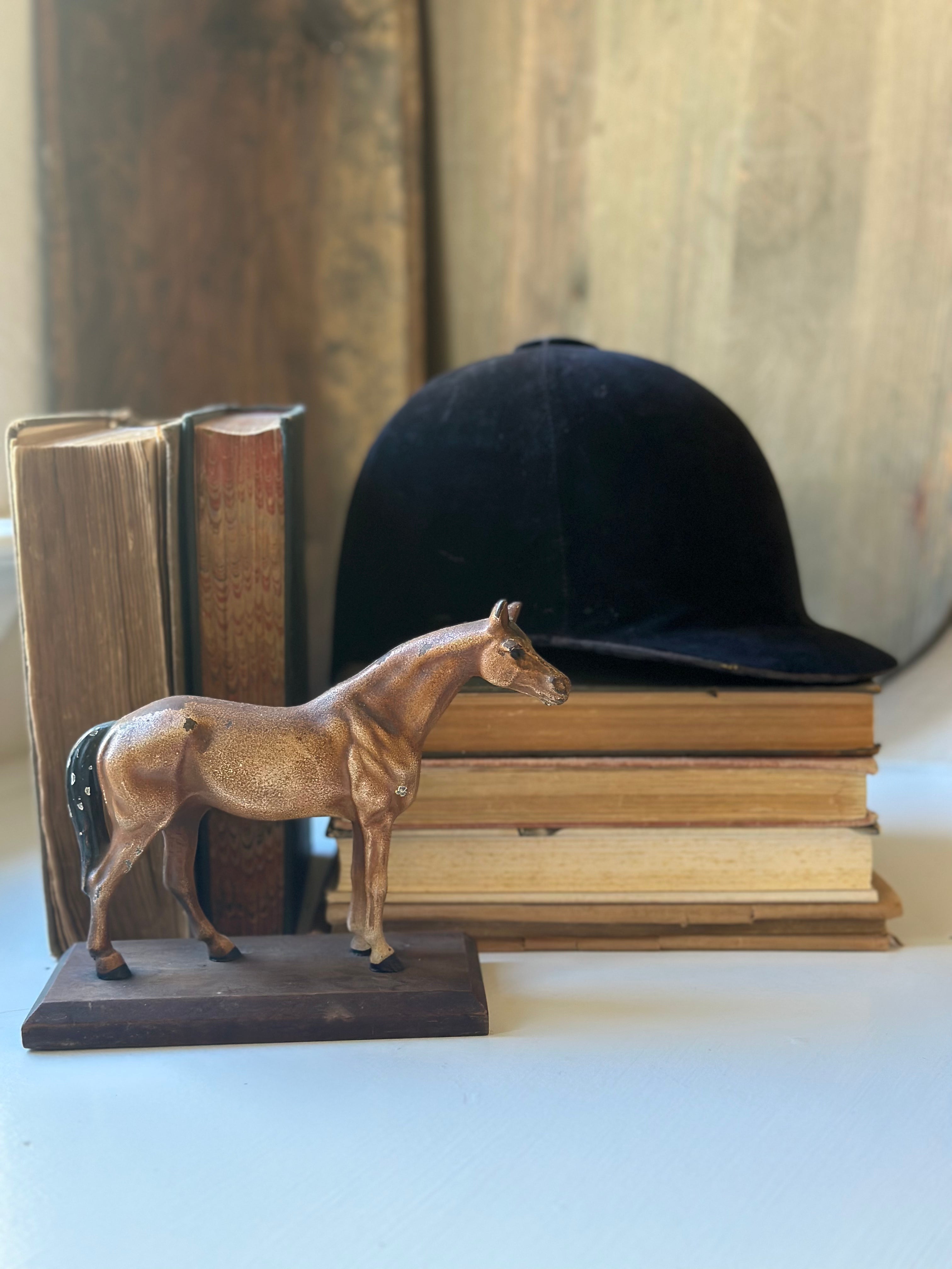 Hermès vintage equestrian velvet riding helmet 1950s