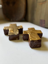 Load image into Gallery viewer, Small Artisan Gold Clay Cross

