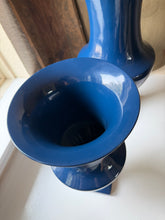 Load image into Gallery viewer, Small Glossy Blue Ceramic Urn Table Vase
