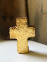 Load image into Gallery viewer, Small Artisan Gold Clay Cross
