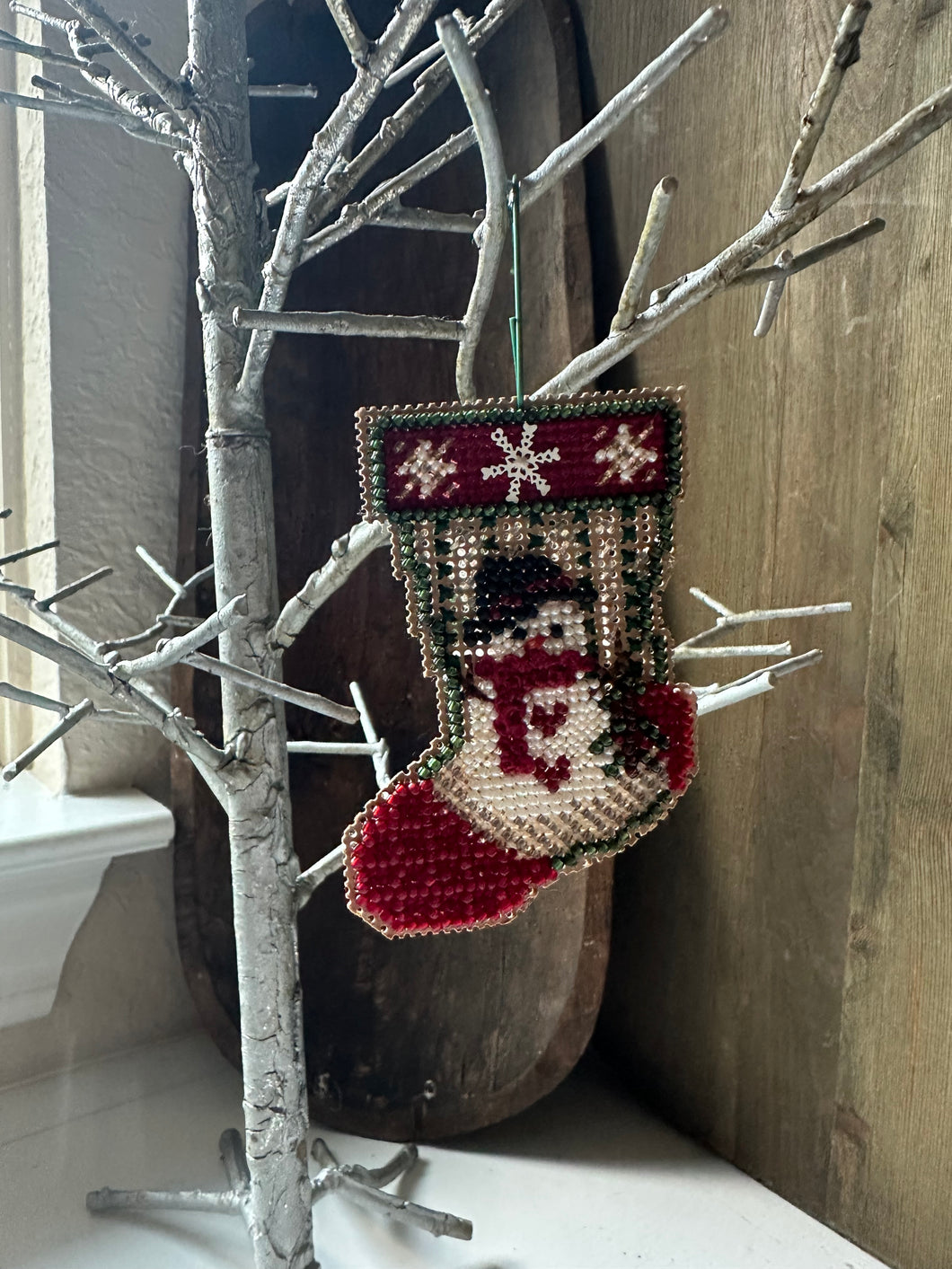 Cross Stitch Snowman Stocking