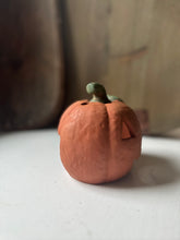Load image into Gallery viewer, Vintage Terra Cotta Jack O Lantern Votive Holder
