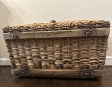 Load image into Gallery viewer, Antique Victorian Wicker Trunk With Skeleton Key
