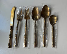 Load image into Gallery viewer, 1960s Thailand Nickle-Bronze Bamboo Flatware Set for 6
