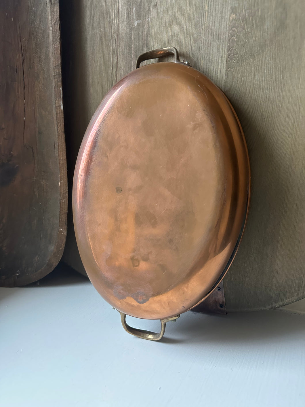 Vintage Copper & Brass Oval Pan
