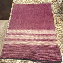 Load image into Gallery viewer, Vintage Maroon &amp; Cream Chevron Wool Blanket
