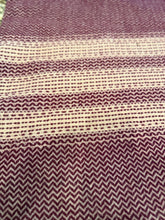 Load image into Gallery viewer, Vintage Maroon &amp; Cream Chevron Wool Blanket
