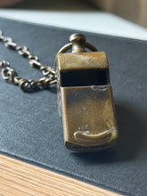 Load image into Gallery viewer, WWII Brass Military Issued Whistle On Chain
