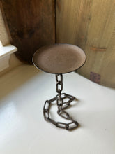 Load image into Gallery viewer, Medium Handcrafted Brutalist Chain Metal Candle Holder
