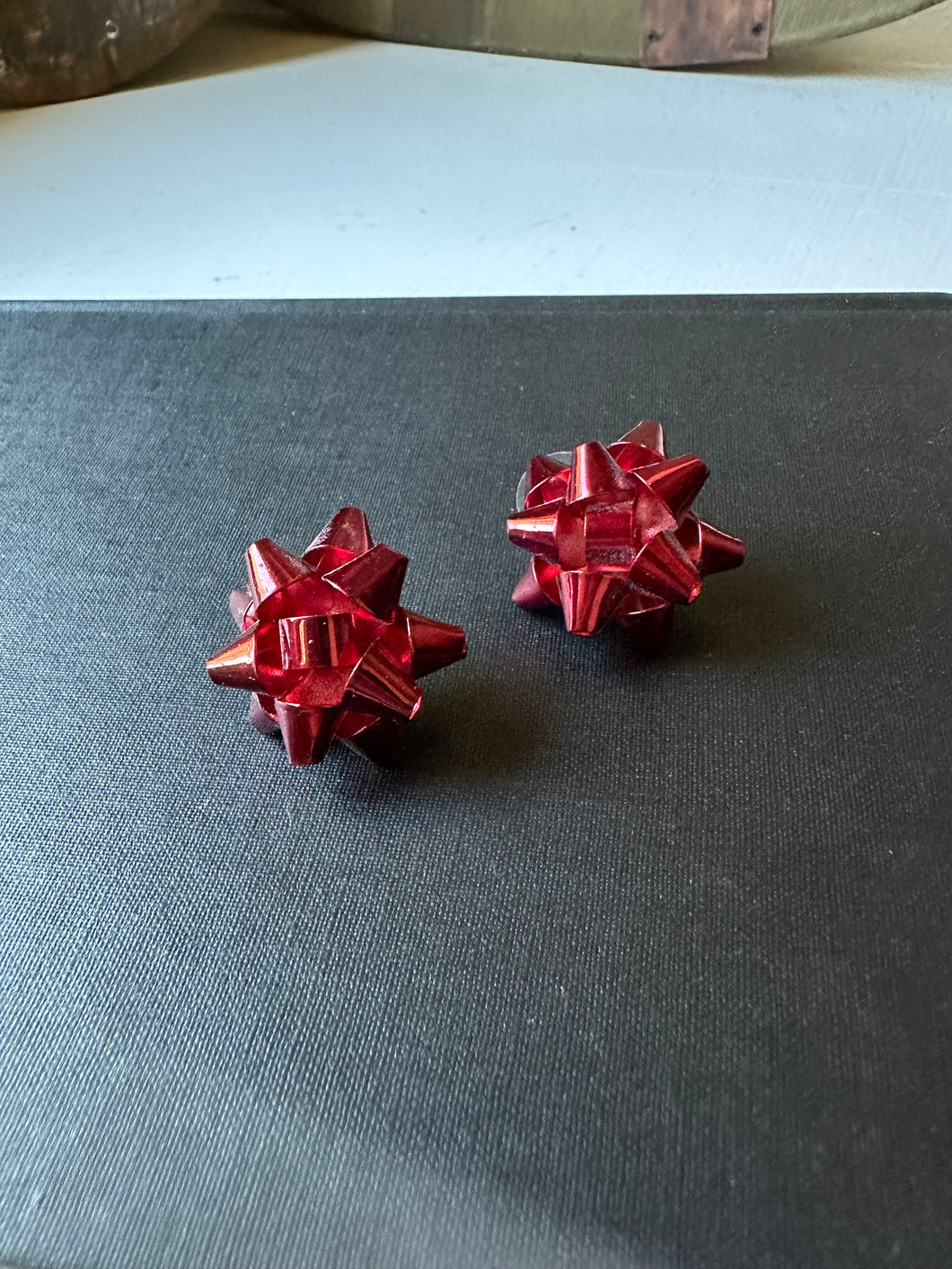 Red Christmas Bow Earrings