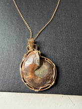 Load image into Gallery viewer, Artisan Wrapped Ammonite Fossil Pendant Necklace
