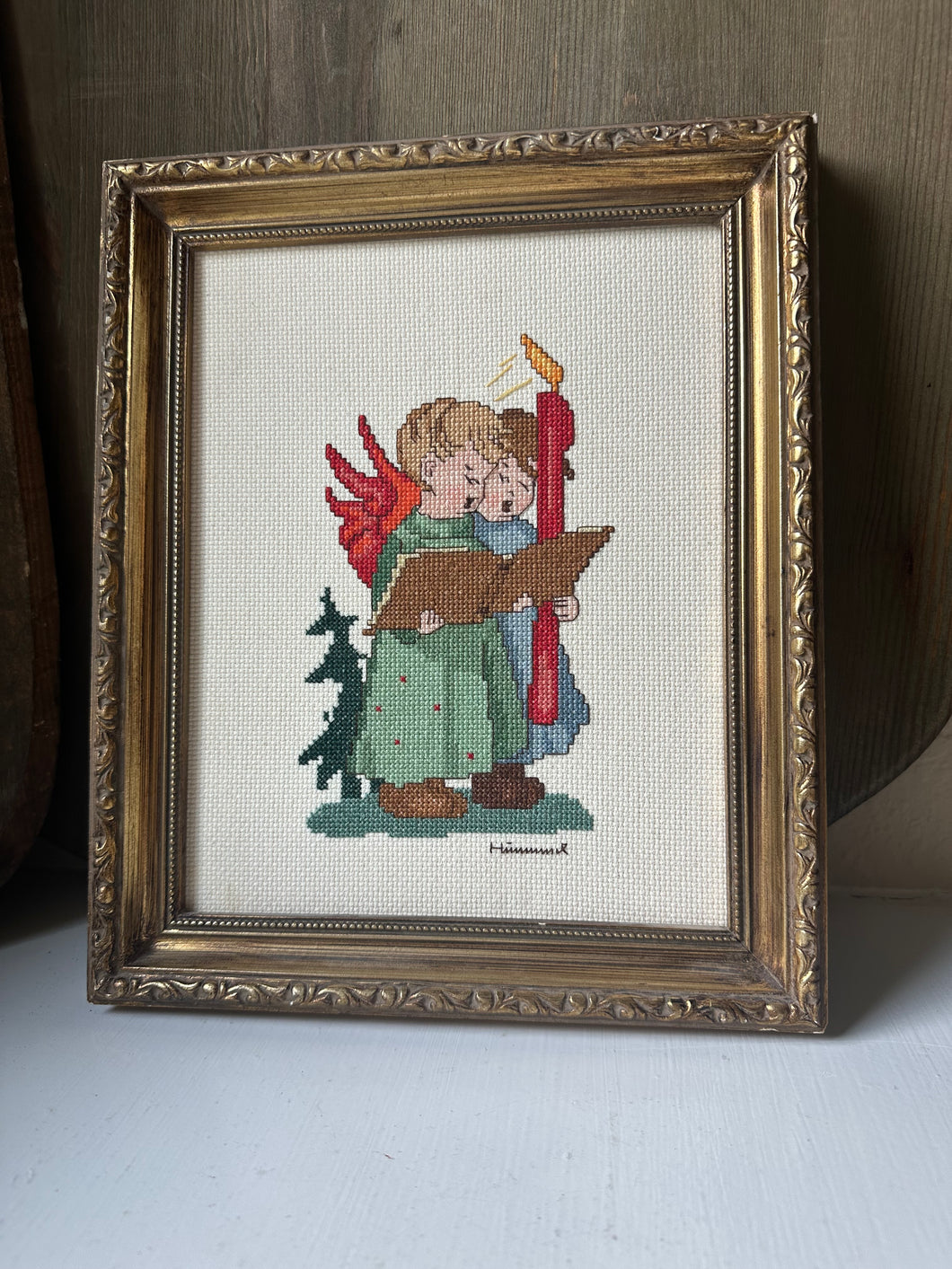Angel Duet Hummel Framed Cross Stitch