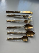 Load image into Gallery viewer, 1960s Thailand Nickle-Bronze Bamboo Flatware Set for 6
