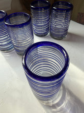 Load image into Gallery viewer, Vintage Cobalt Swirl Blown Glass Set
