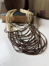 Load image into Gallery viewer, Long Cream &amp; Brass Beaded Necklace
