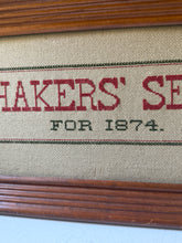 Load image into Gallery viewer, Vintage Framed Cross Stitch Shaker's Seeds Sign
