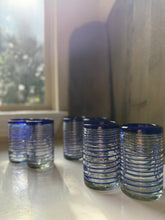 Load image into Gallery viewer, Vintage Cobalt Swirl Blown Glass Set
