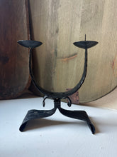 Load image into Gallery viewer, Austrian Hand Forged Iron Brutalist Candle Holders

