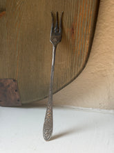 Load image into Gallery viewer, Arthur Everts Co Jewelers Shrimp Cocktail Silverplate Fork

