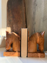 Load image into Gallery viewer, Hand Carved Wooden Horse Bookends

