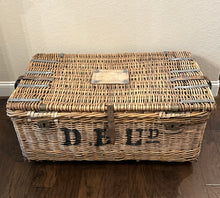 Load image into Gallery viewer, Antique Victorian Wicker Trunk With Skeleton Key
