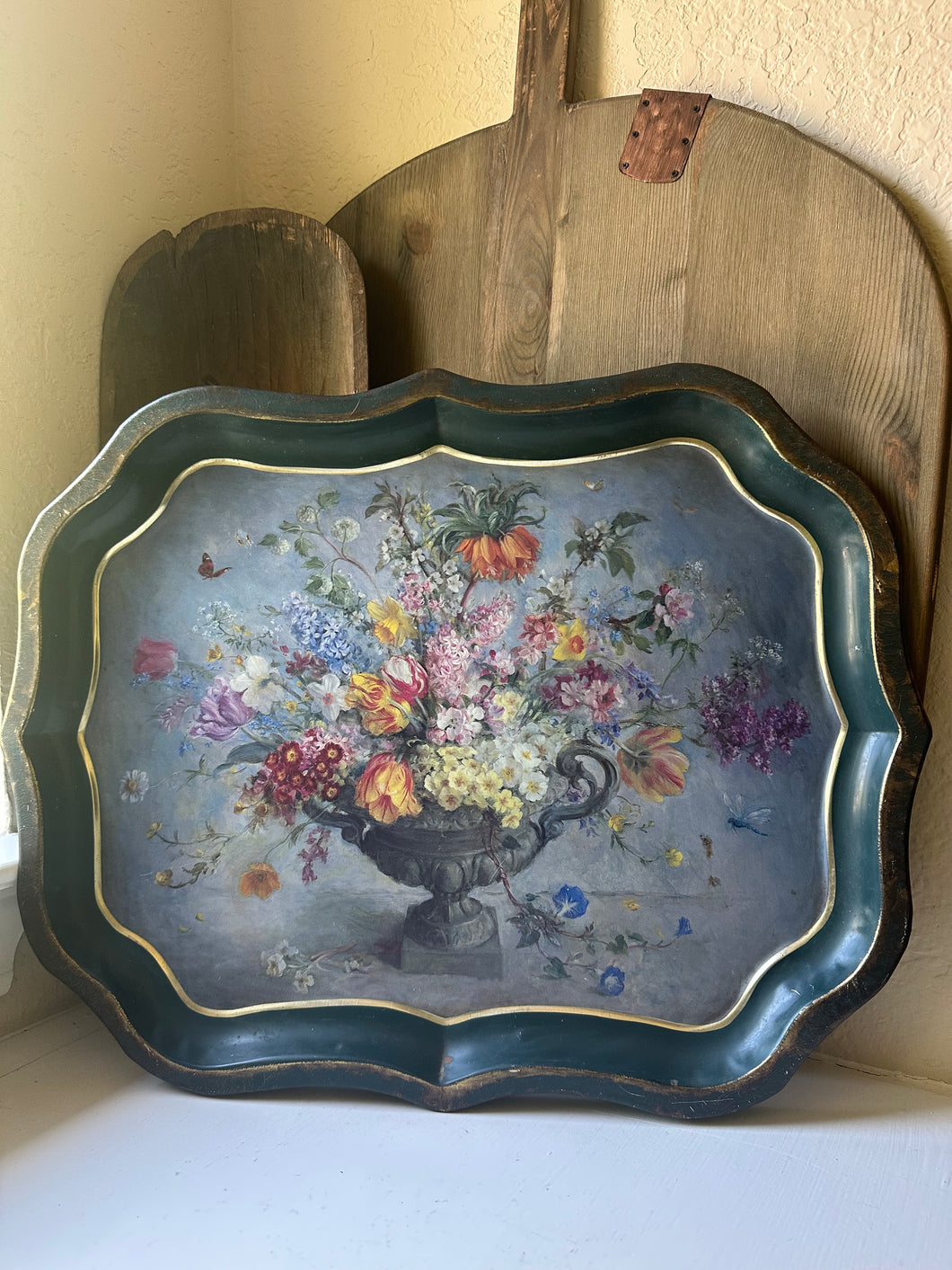 Vintage Sherwood Studio English Garden Flowers Tray