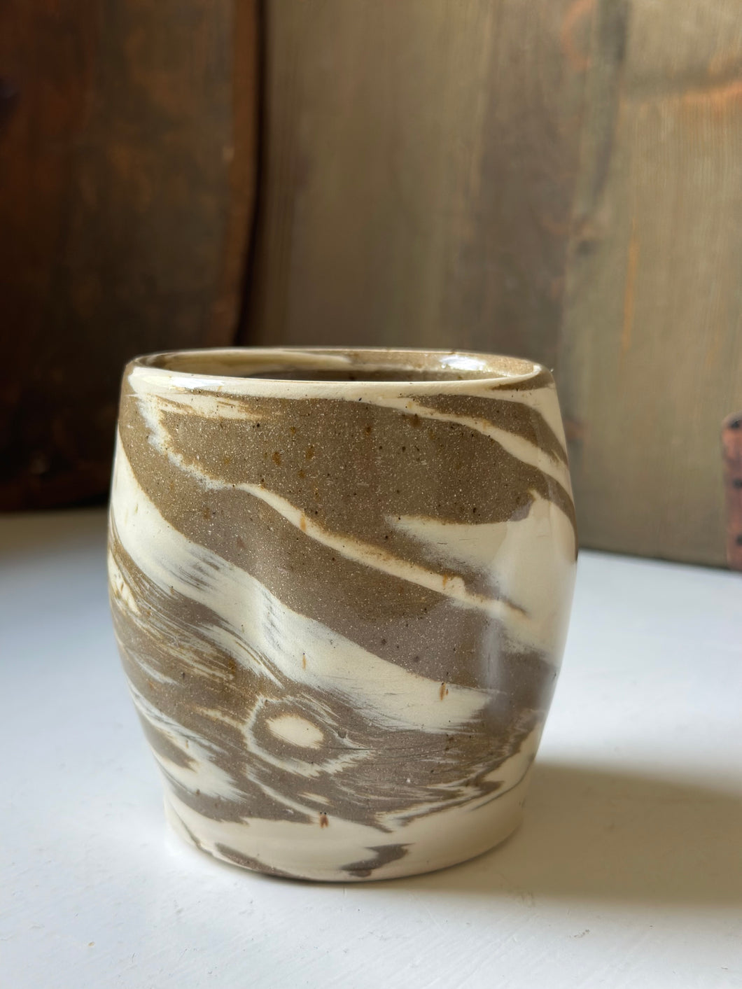 Marbled Glazed Clay Vessel