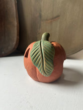 Load image into Gallery viewer, Vintage Terra Cotta Jack O Lantern Votive Holder
