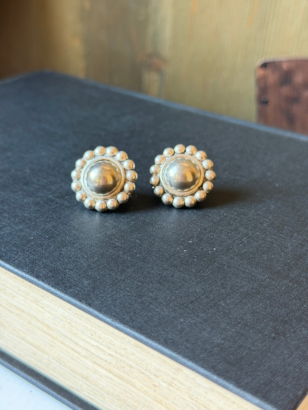 Vintage Sterling Silver Button Earrings