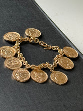 Load image into Gallery viewer, Vintage Crown Trifari Gold Plated Coin Bracelet

