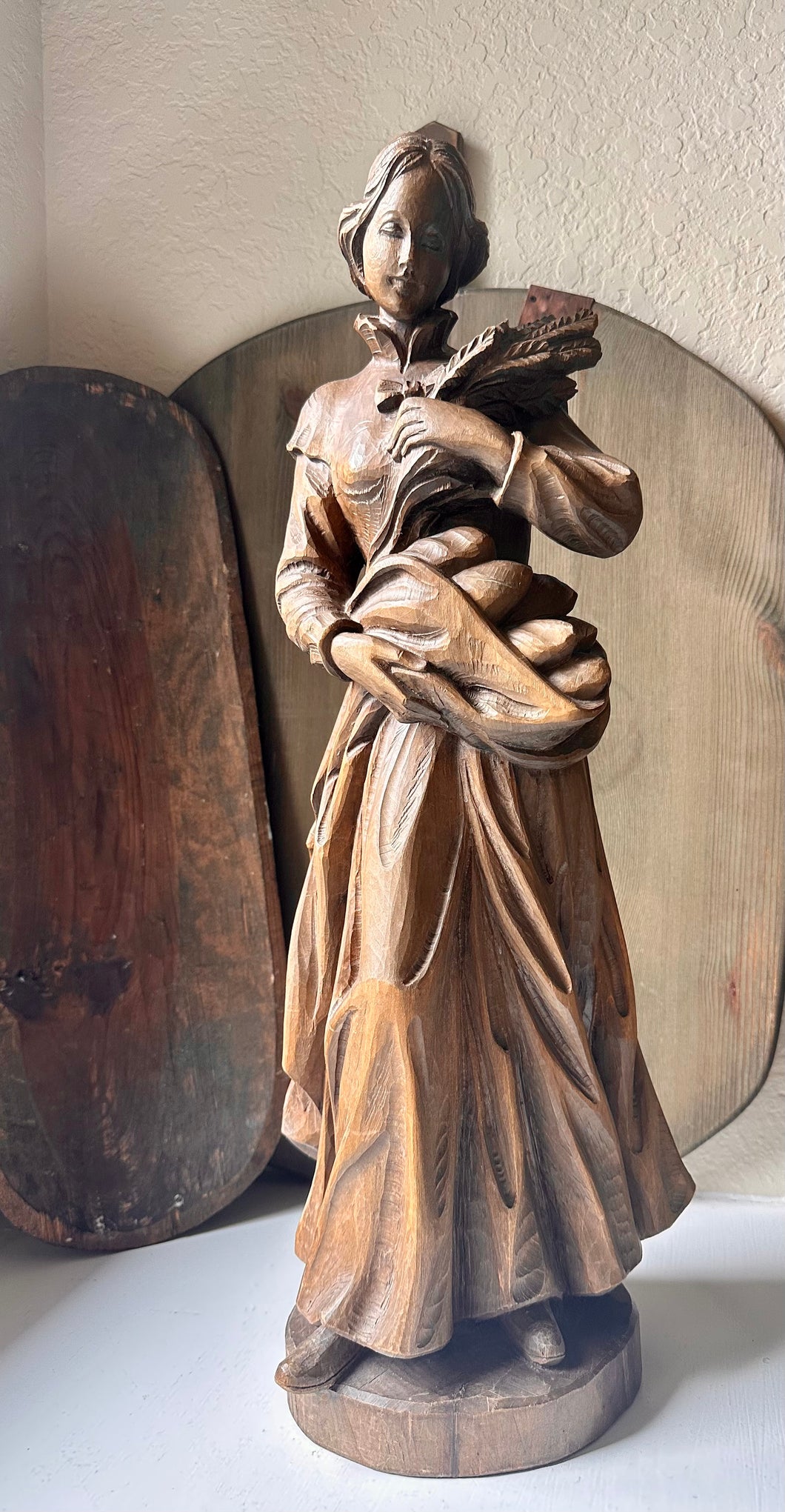 Handcarved St. Notburga of Rattenberg on Noble Wood