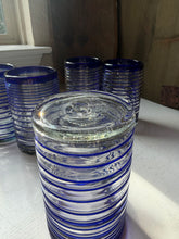 Load image into Gallery viewer, Vintage Cobalt Swirl Blown Glass Set
