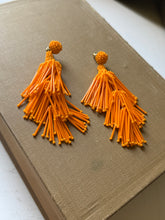 Load image into Gallery viewer, Orange Tassel Beaded Earrrings
