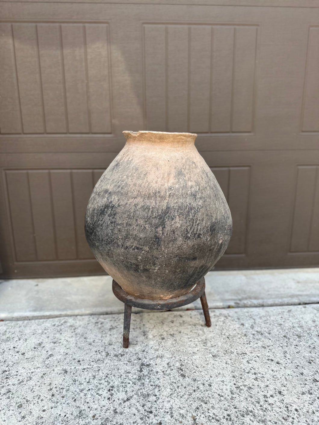 Large Terra Cotta Vessel on Stand