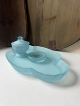 Load image into Gallery viewer, Vintage Frosted Blue Vanity Tray Set
