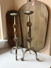 Load image into Gallery viewer, MCM Geometric Hand Forged Candle Holders
