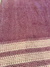 Load image into Gallery viewer, Vintage Maroon &amp; Cream Chevron Wool Blanket
